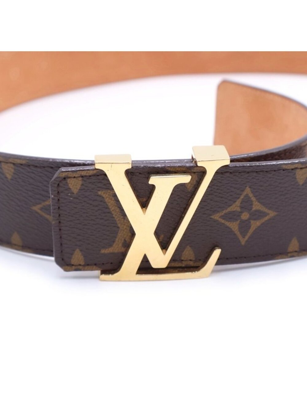 Louis Vuitton Initial Monogram Ceinture Leather Belt Brown Gold - Picture 4 of 6
